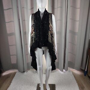 Mirror Image Womens Flower Pattern Open Front Cardigan Size M (NWT)